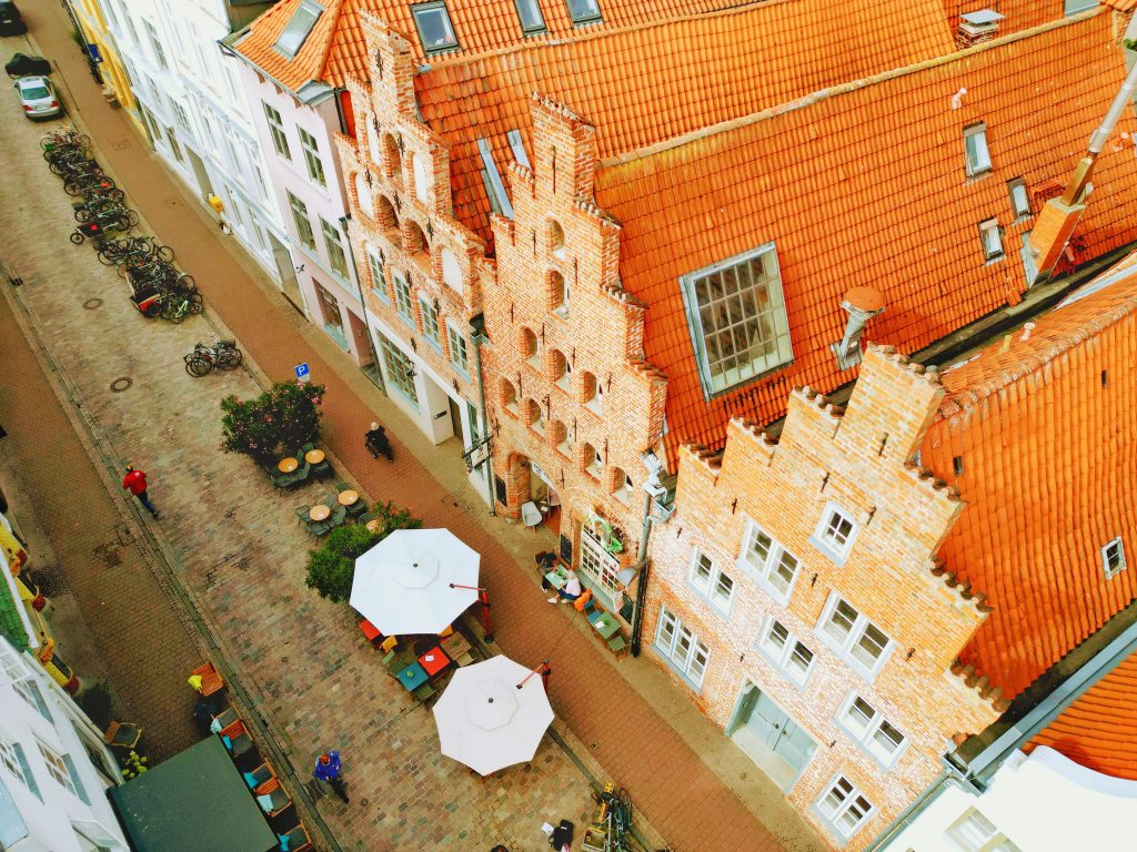 Luftaufnahme der Altstadtrösterei in der Fleischhauerstraße in Lübeck