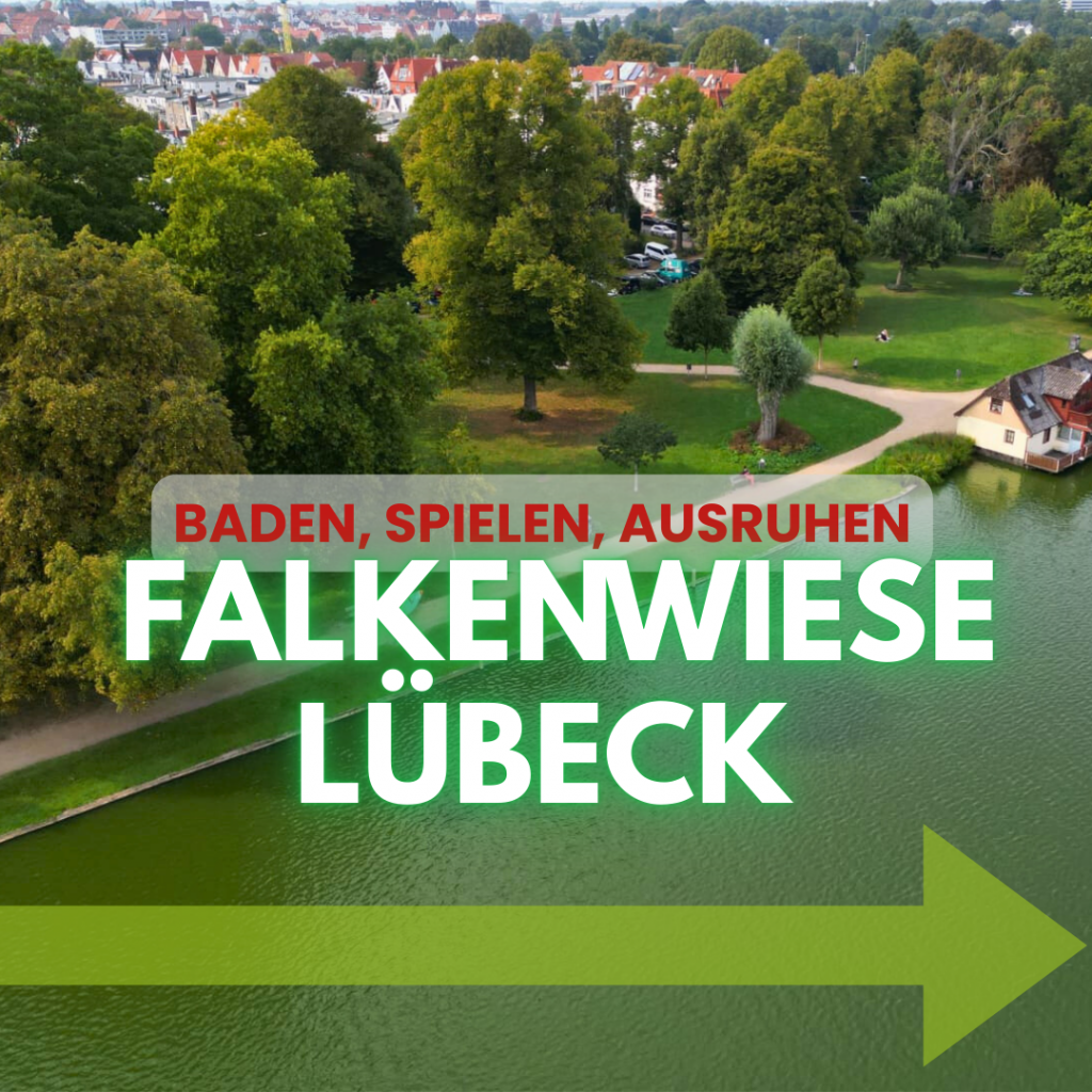 Wegweiser mit Link zu allen Informationen und den schönsten Bildern der Falkenwiese in Lübeck.