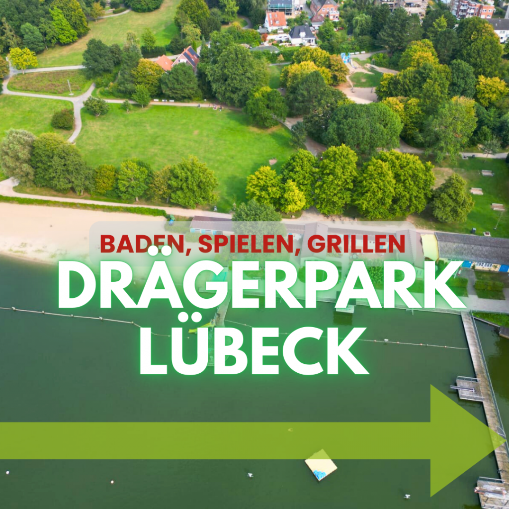 Wegweiser mit Link zu allen Informationen und den schönsten Bildern des Drägerparks in Lübeck.